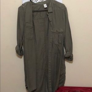 Long army green shirt